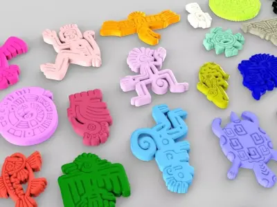 Mayan Animal Symbols Low-poly 3D model