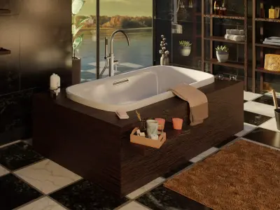 Bathtub with cabinet Free low-poly 3D model