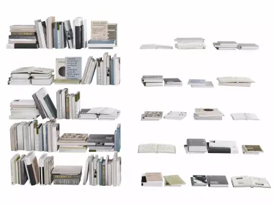 Books magazines set Low-poly 3D model