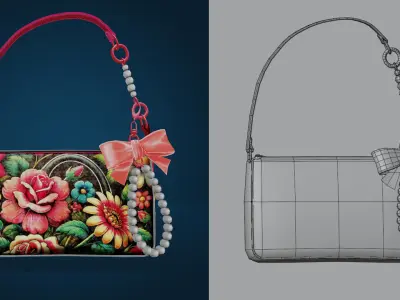 Floral Handbag Low-poly 3D model