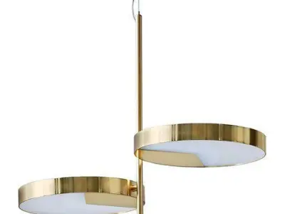MOONLIGHT gold pendant light with two circular discs 3D model