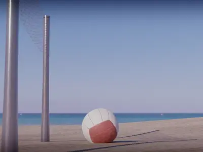 Volleyball Coastal Scene Free low-poly 3D model