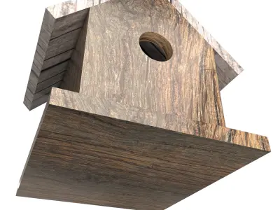 Birdhouse wooden Low-poly 3D model