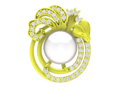 Luxury Pearl Diamond Ring for Women  4699 3D print model