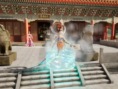 UE5 Mogao Grottoes playing pipa fairy scattering flowers FX  3D model