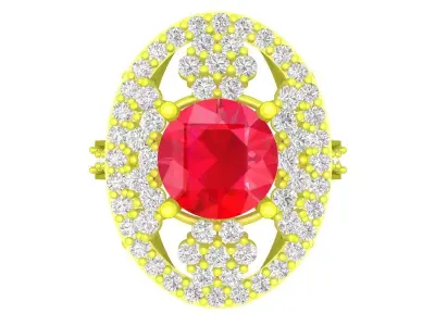 Luxury Oval Halo Gemstone Ring Jewelry 3D Model 4420 3D print model