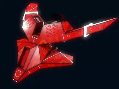 Spaceship Low-poly 3D model 17