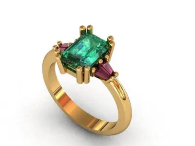 Princess Cut Emerald Ring  3D print model
