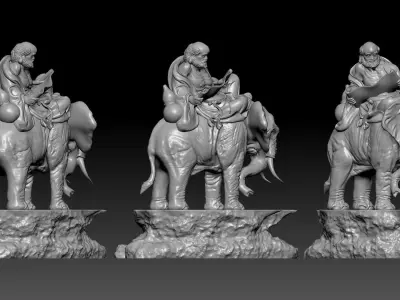 Arhat riding elephant  3D print model
