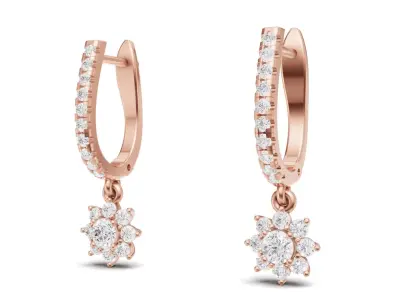 Diamond Cluster Bali Earrings For Women 3D print model