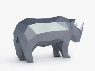 Low Poly Rhinoceros rhino made of polygons Low-poly 3D model