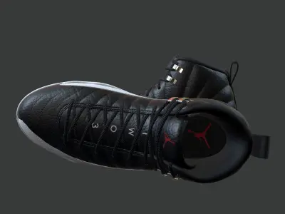 PBR Air Jordan 12-retro sneakers Playoff colorway Low-poly 3D model