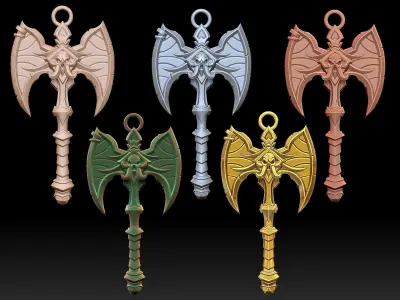 Pendant Axe Pendant Sculpture jewelry gold necklace Silver 3D print model