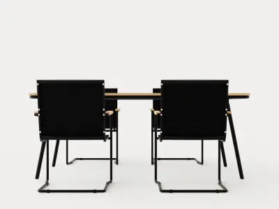 Hono dining set Low-poly 3D model