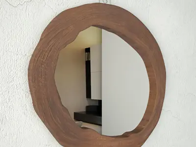 Teak Wood Mirror Set 3D model