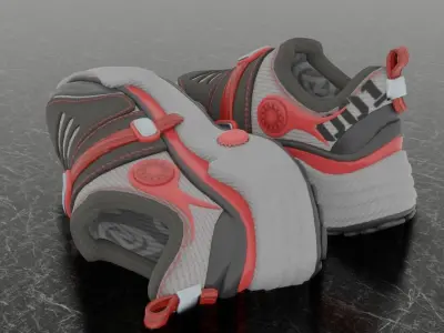 CUSTOM BALENCIAGA TRIPLE S BLACK BURGUNDY Low-poly 3D model