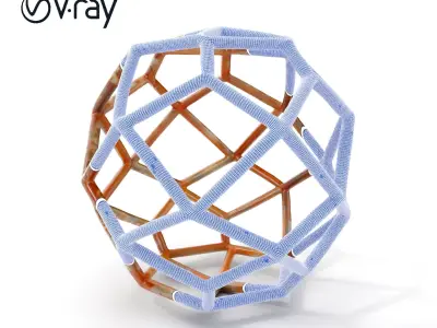 Geometric Wireframe Model Pack with Rust Texture Low-poly 3D model