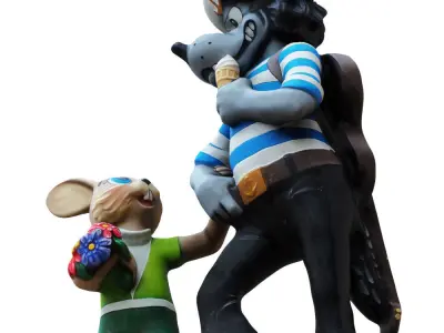 Sculpture of the characters Wolf and the Hare 3D model