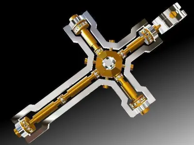 Gold Cross with screw and gems 3D print model