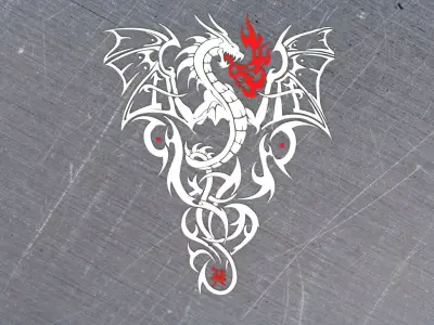 Tribal Dragon for laser cutting Low-poly 3D model