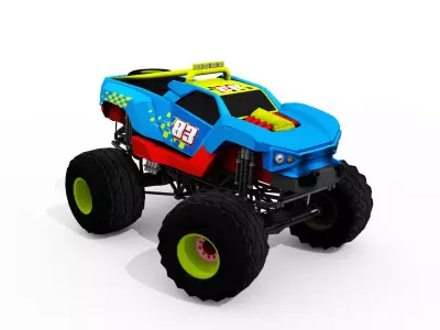 Offroad truck Extreme Monster Truck Low-poly 3D model