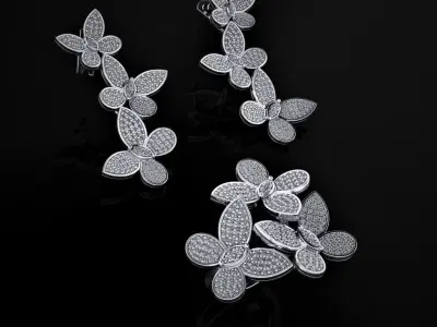 Butterfly Ring and Earrings 3D print model