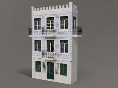 Facade of a Portuguese building 2 3D model