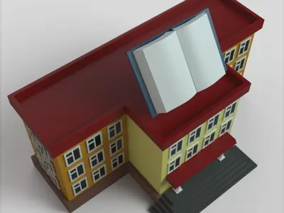 Cartoon High School Low-poly Low-poly 3D model