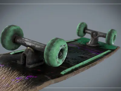 Skateboard PBR Game-ready with paint Low-poly 3D model