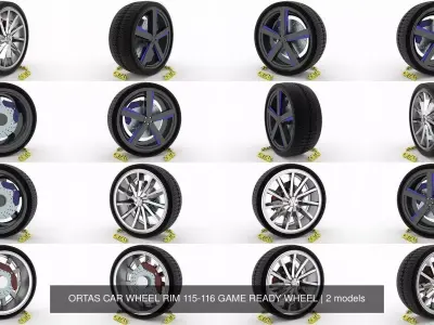 ORTAS CAR WHEEL RIM 115-116 GAME READY WHEEL 3D Model Pack