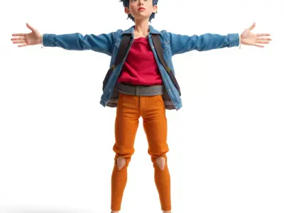 Stylized Youth Character Model Pack for Animation and Games Low-poly 3D model