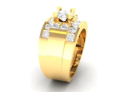 Luxury Gold Men Ring with Multiple Diamonds 150 3D print model