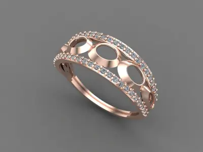 Women Ring Diamond Stone STL 3DM Lightweight Printable 3D print model 77