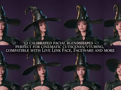 Evil Halloween Witch - Cute  Wizard Sorcerer Mage Cartoon Girl Low-poly 3D model