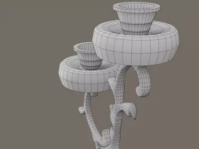 Candelabrum candle holder with flower Low-poly 3D model