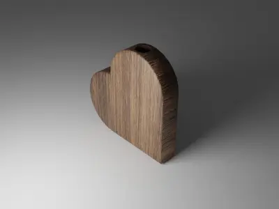 Wooden Heart Vase Low-poly 3D model