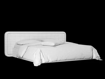 Bed with pillows and blanket 027 3D model