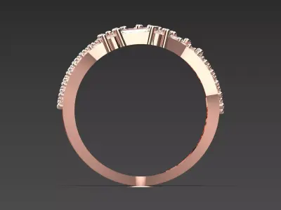 Multirow Rose Gold Ring  Baguette Round Diamonds Model jr00181 3D print model
