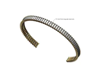 Diamond baguette cuff bracelet 3D print model