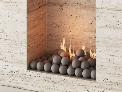 159 fireplace decorative wall kit 05 minimal wood travertine 00 3D model