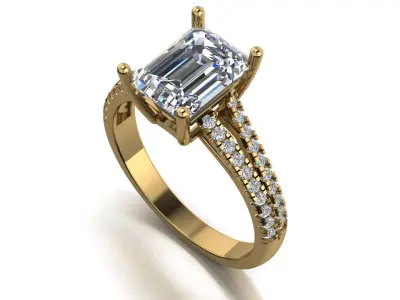 emarald engagement ring 3d model printable model 3D print model