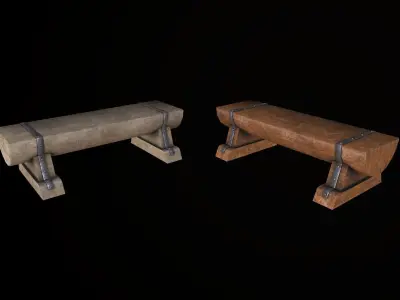Wooden Bench  Low-poly 3D model