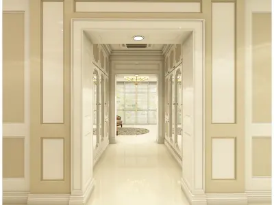 Interior decoration of the first floor of a large house 3D model