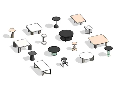 Coffee and Side Table Revit Family Pack 3D model