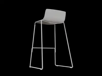 PATo Stool-Model 4310 V-02-White Painted Steel and green fabric Low-poly 3D model