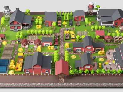 Low Poly Farm Pack - Ready Farm Collection lowpoly Free low-poly 3D model