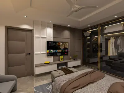 Modern Luxury Bedroom Interior Contemporary Design 3D Render 3D model