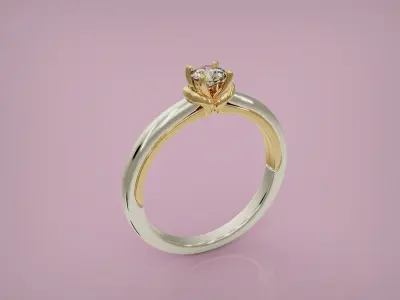 Anel solitario com aplique em 2 cores 3D print model