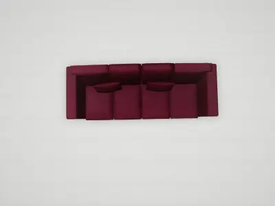 Game asset Burgundy Luxury Four-Seater Sofa 3D model