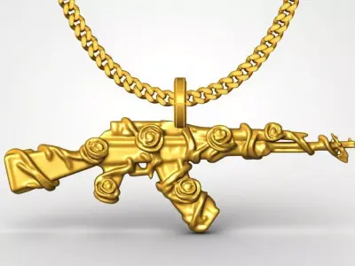 Gun pistol pendant charms - one inch pendant 3D print model 3D print model